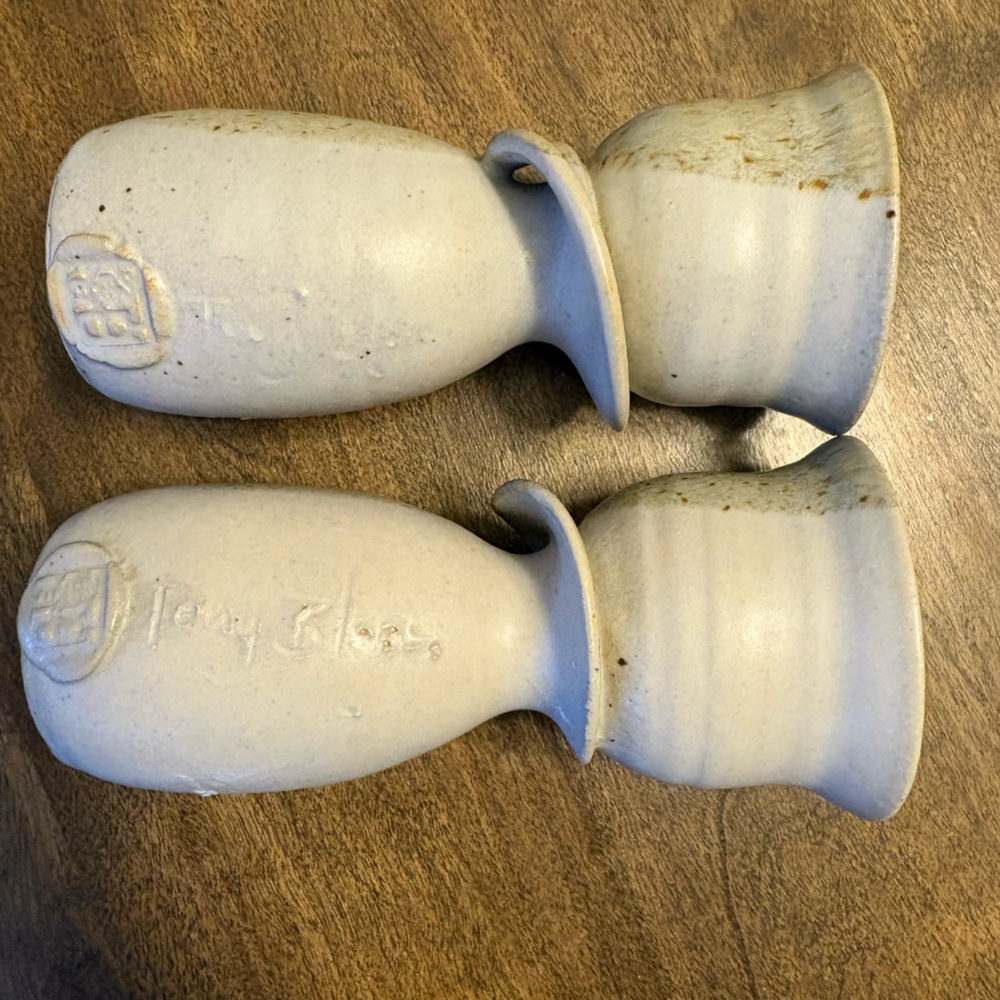 Vintage Jerry Glass Studio Pottery Bud Vases - 2 Signed Hand-Thrown - Picture 4 of 9